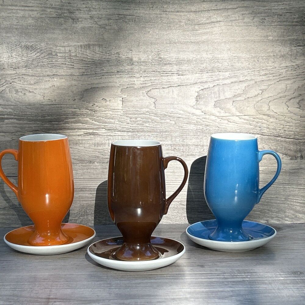 Cups By LaGardo Tackett Schmid Expresso Demitasse Set Of 3 MCM Blue Brown Orange